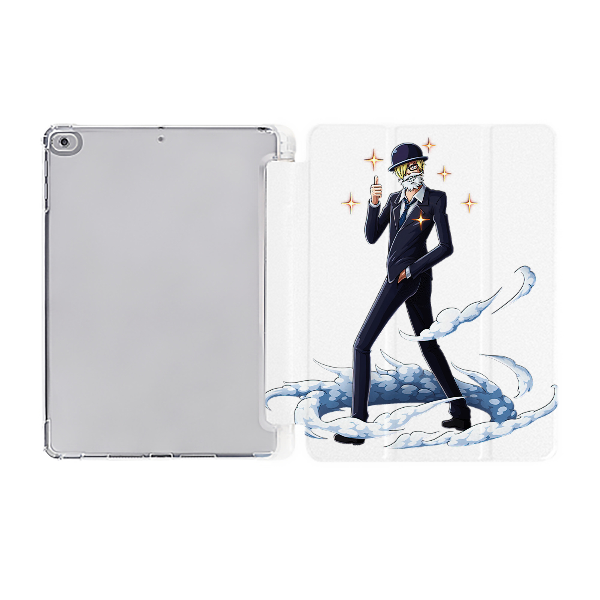 （画像用） ワンピース サンジ ONE PIECE Sanji IPad ケース ペン収納付き 三つ折りスタンド PUレザー×シリコン 対応機種9.5/10.5/10.9インチ